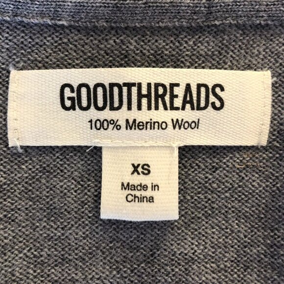 GOODTHREADS 100% Merino Wool Cardigan Sweater Mens XS Gray V-Neck Front Pockets - Picture 5 of 16